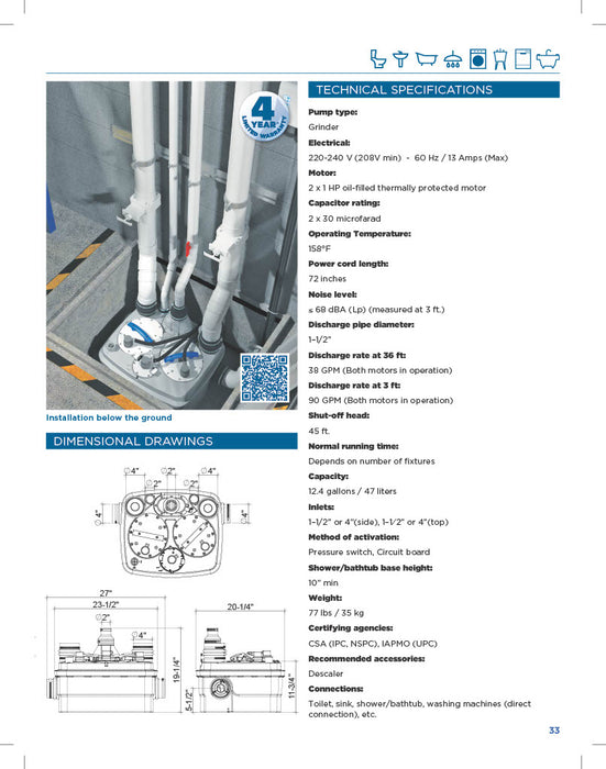 Saniflo 029 Sanicubic 2 Classic Duplex System - NYDIRECT