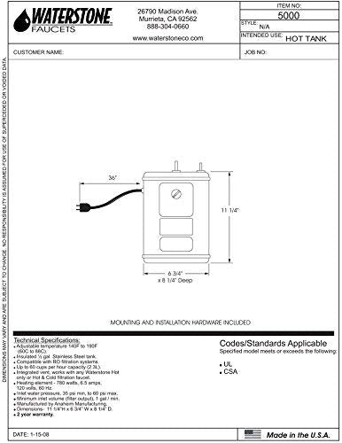 Waterstone 5000 White Waterstone Hot Water Tank - NYDIRECT