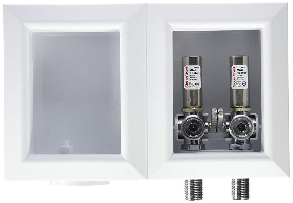 Sioux Chief 696-2313MF Oxbox Washing Machine Outlet Box with Minister Water Hammer Arresters - NYDIRECT