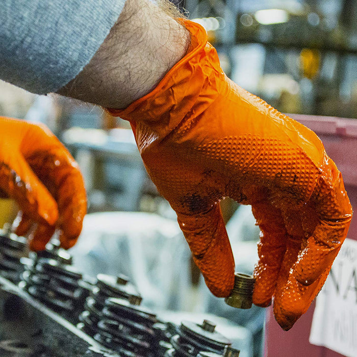 AMMEX® Gloveworks® HD Orange Nitrile Powder Free Industrial Gloves - NYDIRECT