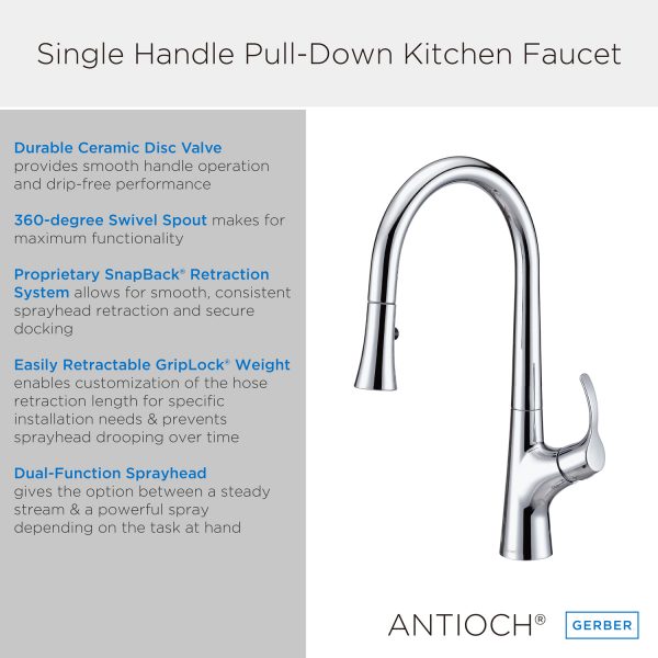 Gerber Antioch® Single Handle Pull-Down Kitchen Faucet - NYDIRECT