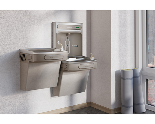 Elkay LZSTL8WSLK EZH2O Bottle Filling Station & Versatile Bi-Level ADA Cooler, Filtered 8 GPH Light Gray - NYDIRECT