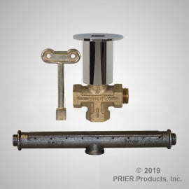 Prier C-70CP Hearthglow Log Lighter Kit: C-64 Gas Valve w/Chrome Plated Escutcheon C-69 Burner Bar, Hearth Key - NYDIRECT