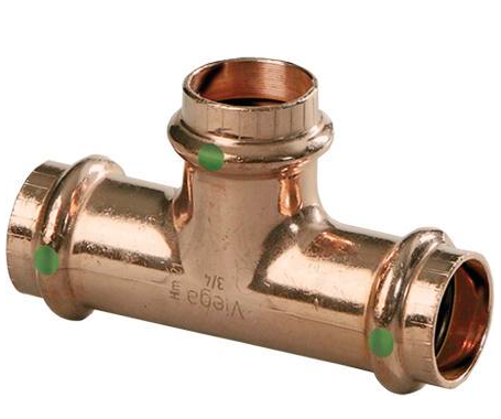 Viega ProPress Zero Lead Copper Reducing Tee P x P x P - NYDIRECT