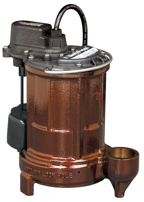 Liberty 257 LIBERTY 1/3 hp, Submersible Sump Pump, Cast iron, VMF vertical magnetic float, 115V, 10' cord.