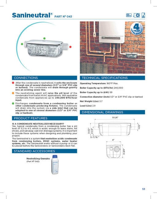 Saniflo 043 Sanineutral Condensate Neutralization Kit - NYDIRECT