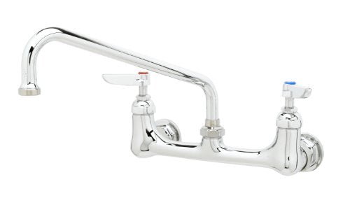 T&S Brass B-2342 Double Pantry Faucet, Wall Mount, 8-Inch Centers, 10-Inch Swing Nozzle, Lever Handles - NYDIRECT