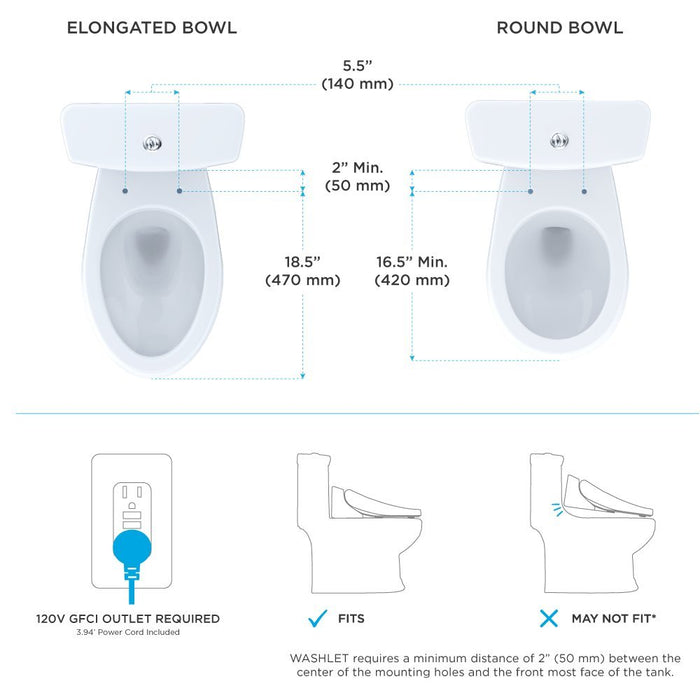 TOTO S550E SW3046 WASHLET® Elongated Bidet Toilet Seat with EWATER+ With Contemporary Lid - NYDIRECT