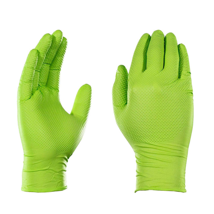 GLOVEWORKS HEAVY DUTY, GREEN POWDER-FREE DISPOSABLE NITRILE GLOVES, 10  BOXES OF 100