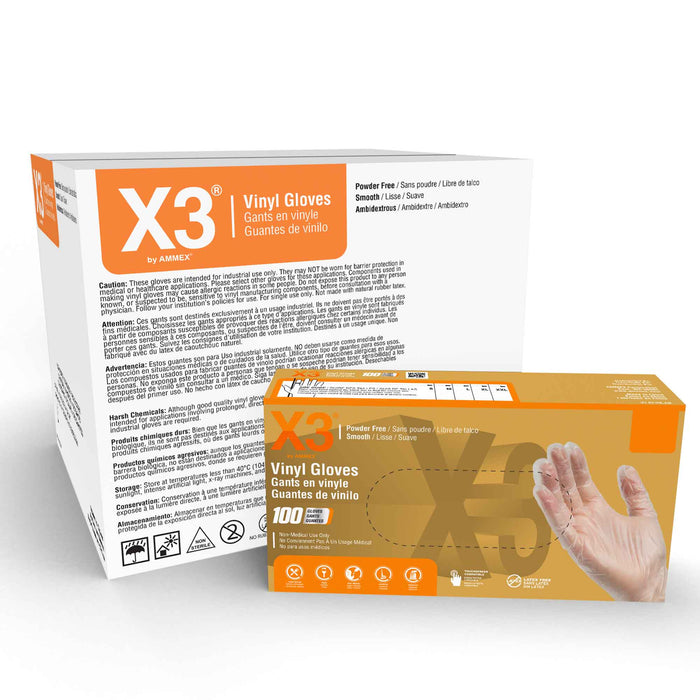 AMMEX® GPX3 Clear Vinyl Industrial Latex Free Disposable Gloves - NYDIRECT