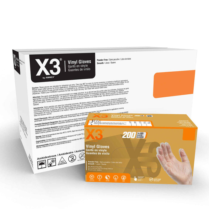 AMMEX® GPX3D Clear Vinyl Industrial Latex Free Disposable Gloves - NYDIRECT