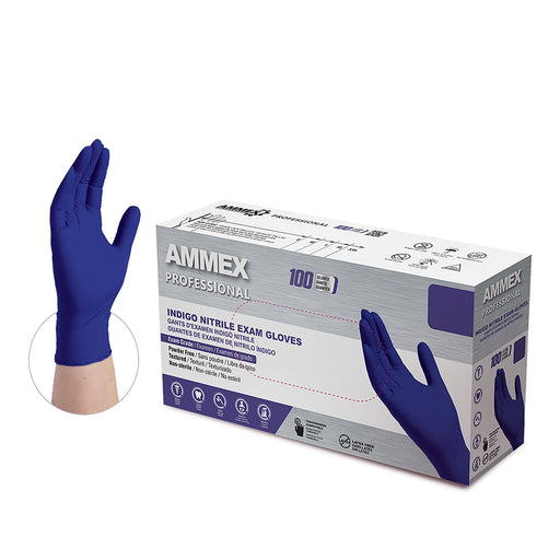AMMEX® Indigo Nitrile Exam Latex Free Disposable Gloves - NYDIRECT