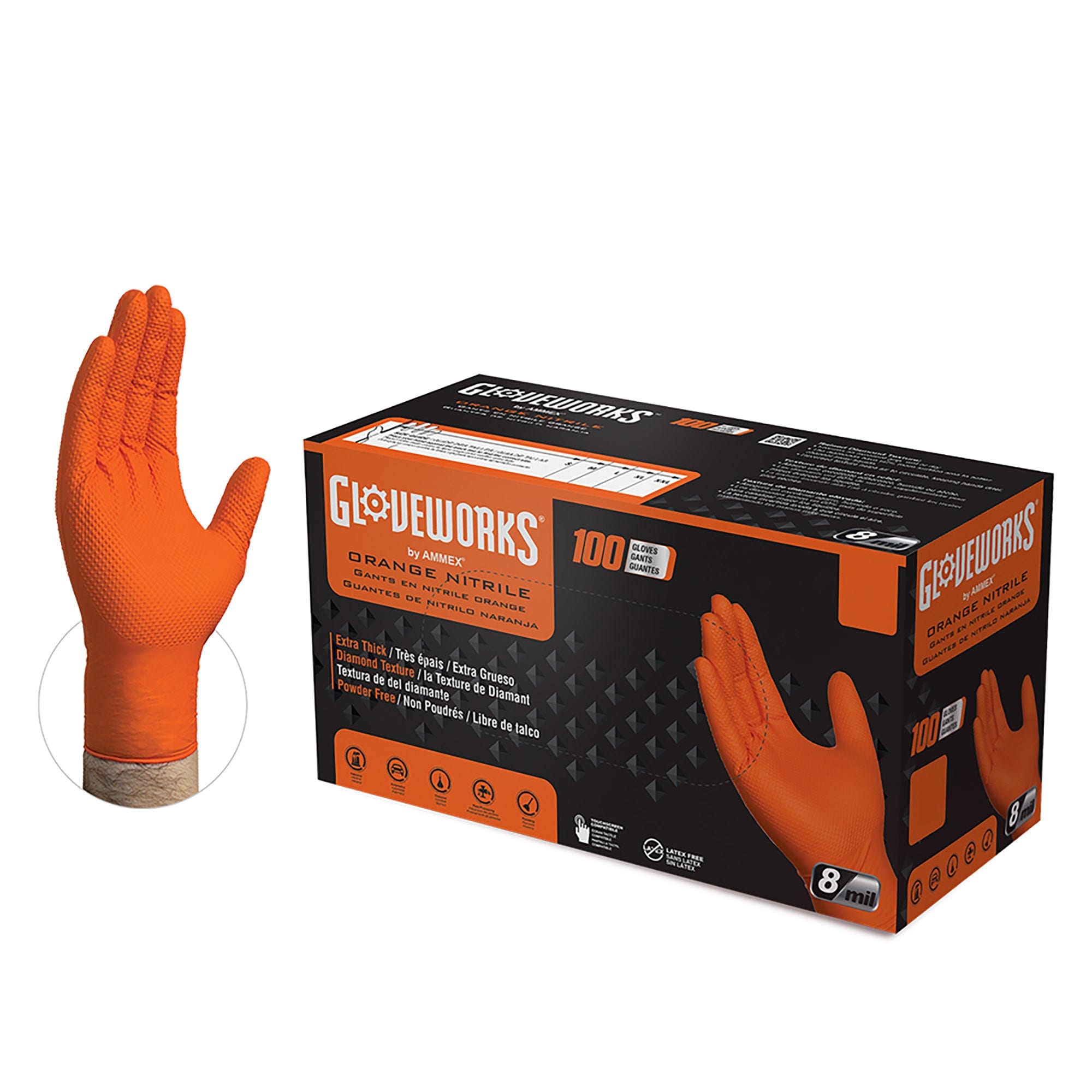 West Chester Orange Nitrile Dipped Gloves, 5-Pack