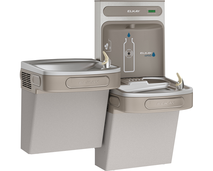 Elkay EZSTL8WSLK EZH2O Bottle Filling Station & Versatile Bi-Level ADA Cooler, Non-Filtered Refrigerated Light Gray - NYDIRECT