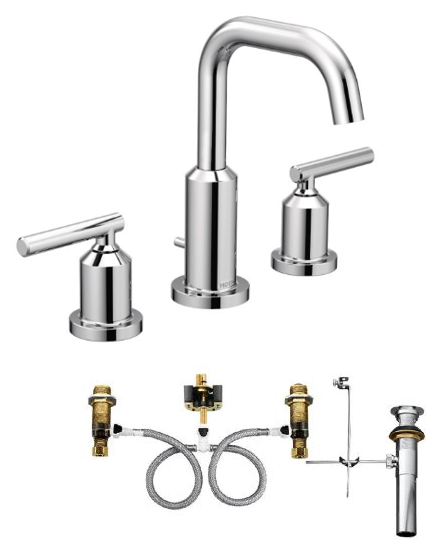 Moen T6142-9000 Gibson Widespread Bathroom Faucet with Valve - NYDIRECT